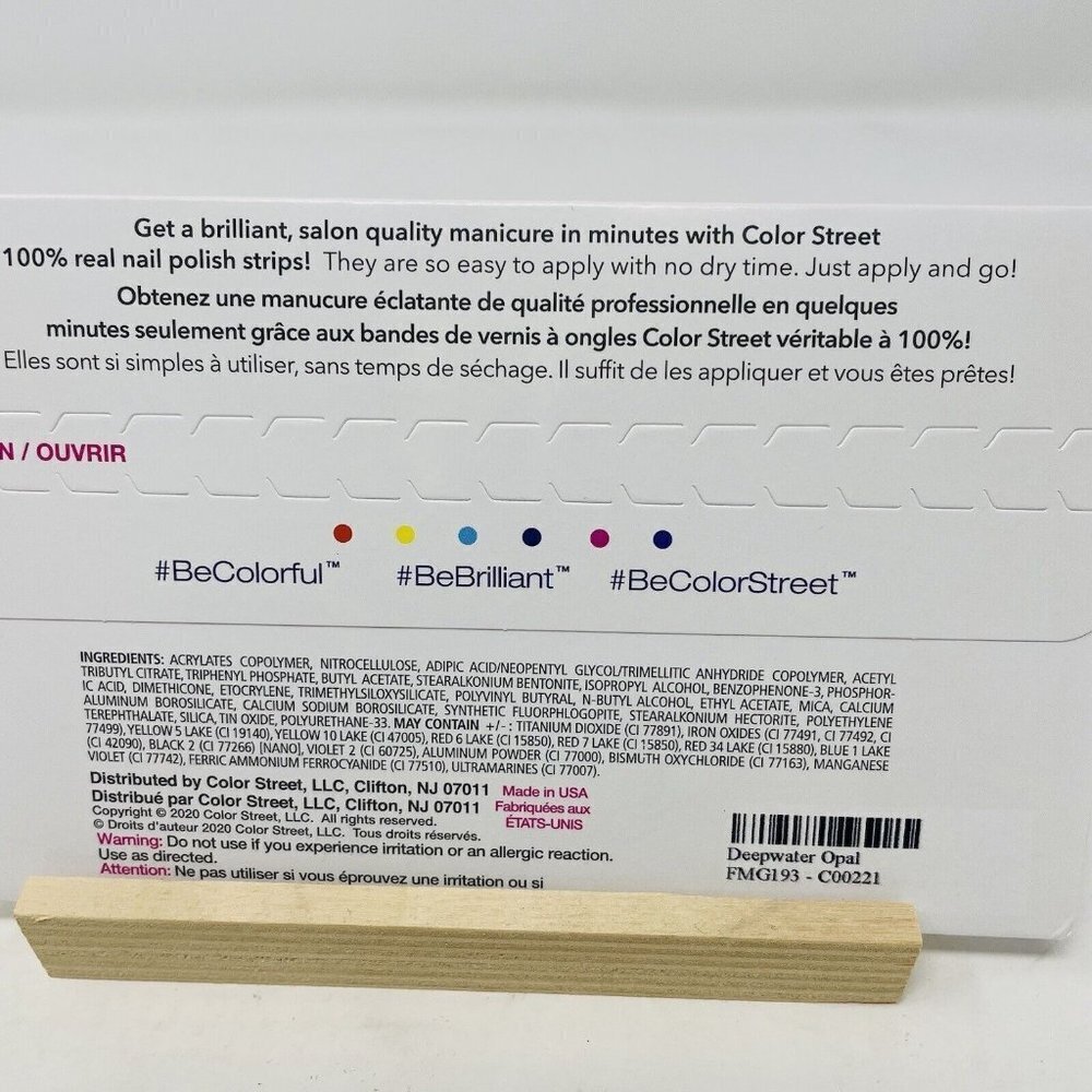 Color Street‎ 100% Real Nail Polish Strips Deepwater Opal Blue Glitter 16 Pieces - Picture 4 of 5